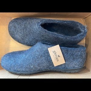 Glerups Wool Shoe Rubber Outsole Denim/Black Rubber EU 36 (US Women's 6) —NEW